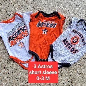 3 Astros baby girl onesies